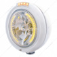 Stainless Steel Classic Headlight H4 With 34 Amber LED & Dual Mode LED Signal - Clear Lens