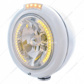 Stainless Steel Classic Headlight H4 With 34 Amber LED & Signal - Clear Lens
