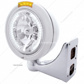 Stainless Steel Classic Headlight H4 With 34 White LED & Dual Mode LED Signal - Amber Lens