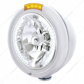 Chrome Classic Headlight H4 With 34 White LED & Dual Mode LED Signal - Amber Lens