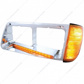 14 LED Headlight Bezel With Turn Signal For 1989-2009 Freightliner FLD - Driver - Amber LED/Amber Lens