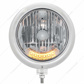 Chrome Classic Headlight H4 Bulb With 6 Amber LED