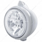 Stainless Steel Guide 682-C Headlight H4 With White LED & Original Style LED Signal - Clear Lens
