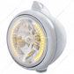 Chrome Guide 682-C Headlight H4 With Amber LED & Original Style LED Signal - Clear Lens
