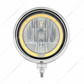 Black Guide Headlight 9007 Bulb With Amber LED Halo Rim