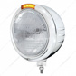 Stainless Steel Classic Embossed Stripe Headlight 6014 & Dual Mode LED Signal - Amber Lens