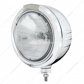 Stainless Steel Classic Embossed Stripe Headlight H6024 & Dual Mode LED Signal-Clear Lens