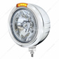 Stainless Steel Classic Embossed Stripe Headlight H4 With Amber LED & Dual Mode LED Signal