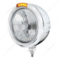 Stainless Steel Classic Embossed Stripe Headlight H4 With 6 Amber LED & Dual Mode LED Signal
