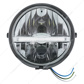 Black 5-3/4" Motorcycle Headlight 9 LED Bulb With White LED Light Bar - Side Mount