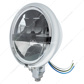 Chrome 5-3/4" Motorcycle Headlight 8 LED Blackout Bulb With Black Bar - Bottom Mount
