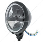 Black 5-3/4" Motorcycle Headlight 8 LED Blackout Bulb With Black Bar - Bottom Mount