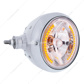 Chrome Guide 682-C Style Headlight Assembly W/Crystal Lens & 34 LEDs Position Light -Horizontal Mount