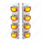 SS Front Air Cleaner Bracket With 8X 9 Amber LED Watermelon GloLight & Visors For Peterbilt-Amber Lens