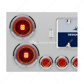 SS Rear Center Panel With Four 13 LED 4" Abyss Light & Six 4 LED 2" Lights & Bezels-Red LED/Red Lens