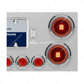 SS Rear Center Panel With Four 13 LED 4" Abyss Light & Six 4 LED 2" Lights & Bezels-Red LED/Red Lens