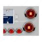 SS Rear Center Panel With Four 13 LED 4" Abyss Light & Six 4 LED 2" Lights & Visors-Red LED/Red Lens