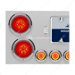 SS Rear Center Panel With Four 16 LED 4" Turbine Light & Six 7 LED 2" Lights & Bezels-Red LED/Red Lens