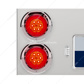 33-3/4" Stainless Rear Center Panel With 4X 16 LED 4" Turbine Lights & Visors - Red LED/Red Lens