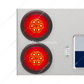 33-3/4" Stainless Rear Center Panel With 4X 16 LED 4" Turbine Lights & Grommets - Red LED/Red Lens
