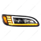 Black Projection Headlight With LED Sequential Turn & DRL For 2005-2015 Peterbilt 386- Passenger