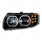 High Power 10 LED Blackout Headlight With 6 LED Turn & 100 LED Halo For 2008-2023 Peterbilt 389- Driver