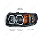 High Power 10 LED Blackout Headlight With 6 LED Turn & 100 LED Halo For 2008-2023 Peterbilt 389- Driver