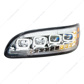 Chrome Quad-LED Headlight With LED DRL & Seq. Signal For 2005-2015 Peterbilt 386- Driver