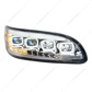 Chrome Quad-LED Headlight With LED DRL & Seq. Signal For 2005-2015 Peterbilt 386- Passenger