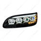 Black Quad-LED Headlight With LED DRL & Seq. Signal For 2005-2015 Peterbilt 386- Driver