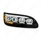 Black Quad-LED Headlight With LED DRL & Seq. Signal For 2005-2015 Peterbilt 386- Passenger