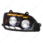 Black LED Headlight With Sequential Turn Signal & Position Light Bars For 2008-17 Kenworth T660 - Passenger