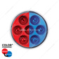 7 LED 2" Round Double Fury Light (Clearance/Marker) - Red & Blue LED/Clear Lens