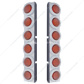 Rear Air Cleaner Bracket With 12 Flat LED Lights & Bezel For Peterbilt- Red LED/Red Lens