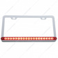 Chrome License Plate Frame With 19 LED 12" Reflector Light Bar - Red LED/Red Lens