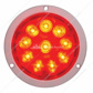 10 LED 4" Round Flange Mount Light (Stop, Turn & Tail) - Red LED/Red Lens