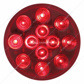 12 LED 4" Round Light Kit (Stop, Turn & Tail) - Red LED/Red Lens
