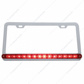 Chrome License Plate Frame With 14 LED 12" Light Bar - Red LED/Red Lens