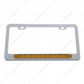 Chrome License Plate Frame With 10 LED 9" Light Bar - Amber LED/Amber Lens