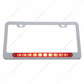Chrome License Plate Frame With 10 LED 9" Light Bar - Red LED/Red Lens