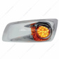 Fog Light Cover With Amber LED Clear Style Reflector Light & Visor For 2007-17 KW T660- Driver -Amber Lens