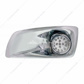 Fog Light Cover With Amber LED Hi/Lo Clear Style Reflector Light & Visor For 2007-17 KW T660- Driver -Clear Le