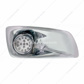 Fog Light Cover With 17 Amber LED Hi/Lo Reflector Light & Visor For 2007-17 KW T660- Passenger-Clear Lens
