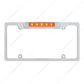 Chrome License Plate Frame With Auxiliary Light - Amber LED/Amber Lens