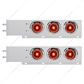 2-1/2" Bolt Pattern SS Spring Loaded Bar With 6X 4" 13 LED Abyss Lights & Visors - Red LED/Red Lens (Pair)