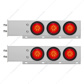 2-1/2" Bolt Pattern Chrome Spring Loaded Bar W/6X 4" 16 LED Turbine Lights - Red LED/Red Lens (Pair)