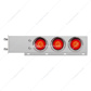 3-3/4" Bolt Pattern Chrome Spring Loaded Bar With 6X 4" 16 Red LED Turbine Lights & Visors - Red Lens (Pair)