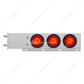 3-3/4" Bolt Pattern Chrome Spring Loaded Bar With 6X 4" 16 Red LED Turbine Lights - Red Lens (Pair)