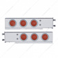 3-3/4" Bolt Pattern Chrome Spring Loaded Light Bar With 6X 12 Red LED 4" Reflector Lights (Pair)