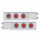 3-3/4" Bolt Pattern Deluxe SS Spring Loaded Bar W/6X 12 LED 4" Light & Visors -Red LED & Lens (Pair)